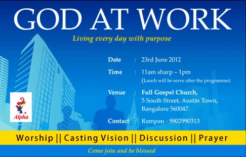Alpha Course-God At Work-Bangalore-June 2012